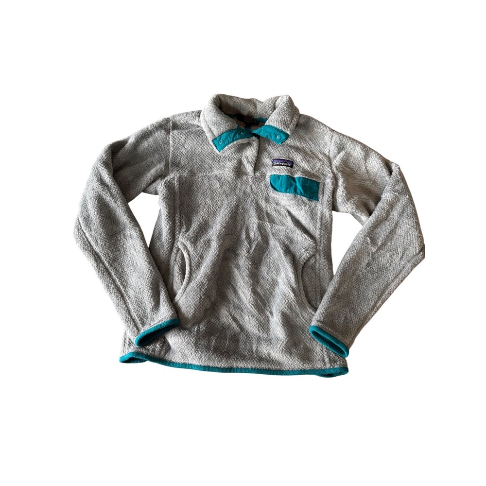 Patagonia Re-Tool Snap-T Fleece Pullover Grey Teal Polartec Womens Medium